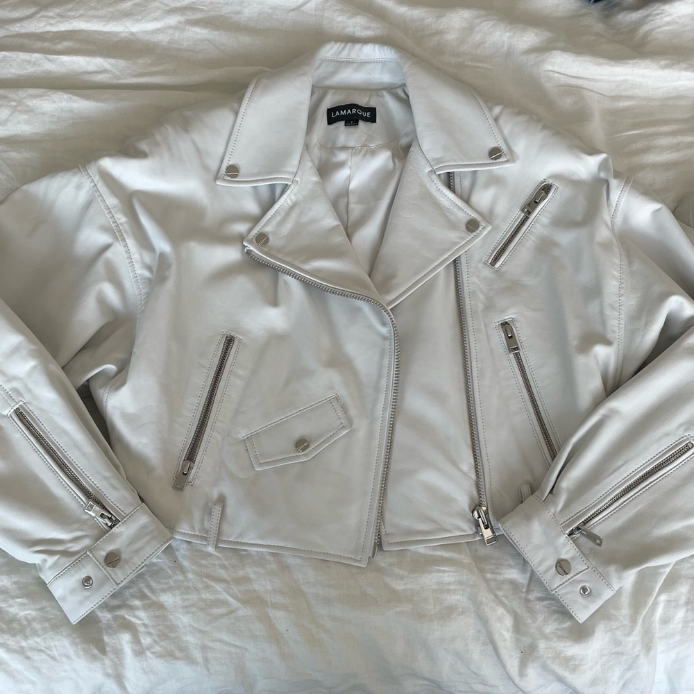 Lamarque Dylan cropped leather moto jacket